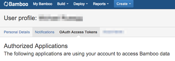 Screen to revoke OAuth access tokens in Bamboo