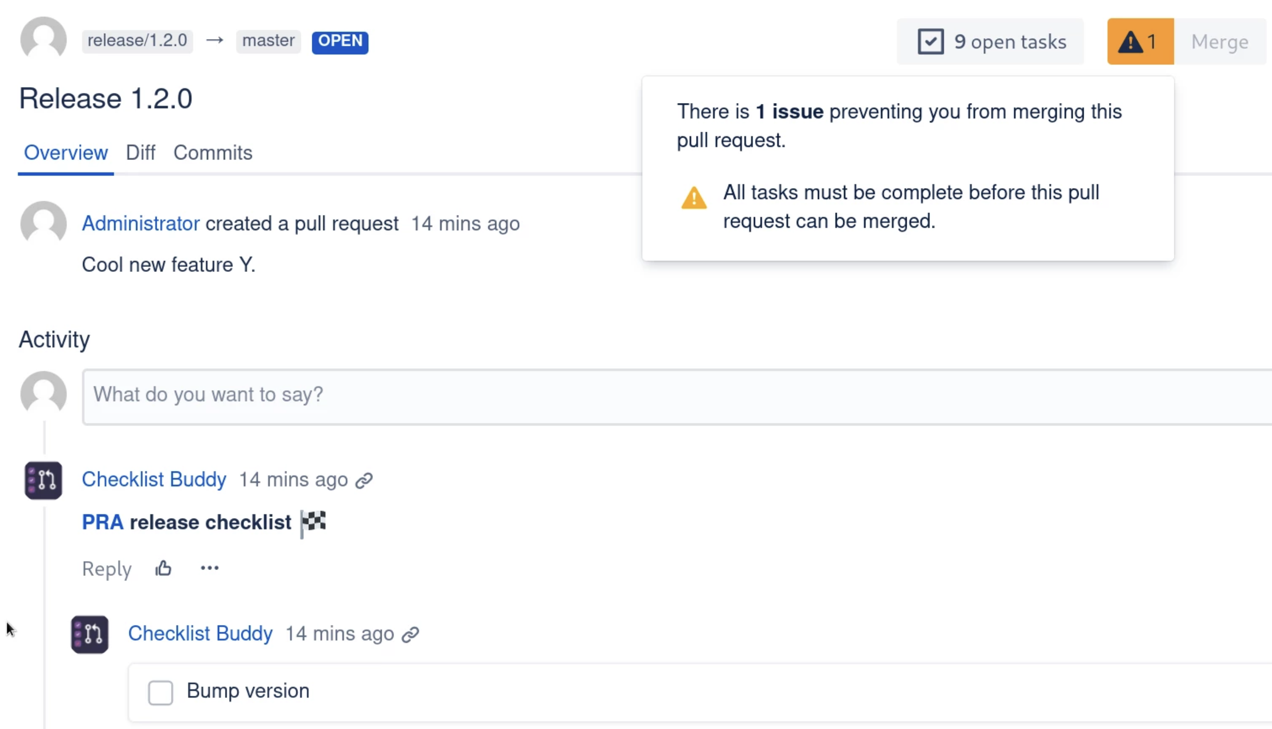 Enforce pull request compliance with merge checks
